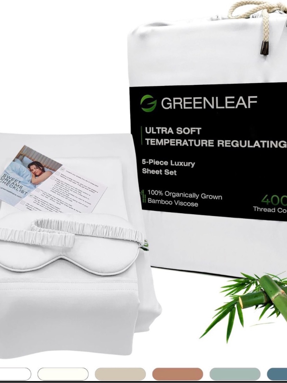 GREENLEAF Ultra Soft Temperature Regulating 5-Piece Sheet Set - White